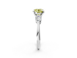 White gold Three-Stone Fancy Yellow Round  Diamond Ring with Pear Side Stones in Four-Prong Setting_2