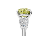 White gold Three-Stone Fancy Yellow Round  Diamond Ring with Pear Side Stones in Four-Prong Setting_5