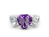 White gold Three-Stone Heart Cut Amethyst Braided Band Ring with Four-Prong Setting_48