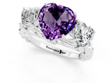 White gold Three-Stone Heart Cut Amethyst Braided Band Ring with Four-Prong Setting_49