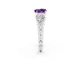 White gold Three-Stone Heart Cut Amethyst Braided Band Ring with Four-Prong Setting_50