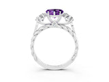 White gold Three-Stone Heart Cut Amethyst Braided Band Ring with Four-Prong Setting_51