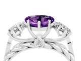 White gold Three-Stone Heart Cut Amethyst Braided Band Ring with Four-Prong Setting_52