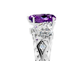 White gold Three-Stone Heart Cut Amethyst Braided Band Ring with Four-Prong Setting_53