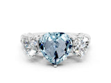White gold Three-Stone Heart Cut Aquamarine Braided Band Ring with Four-Prong Setting_48