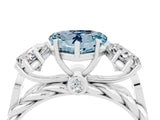 White gold Three-Stone Heart Cut Aquamarine Braided Band Ring with Four-Prong Setting_52