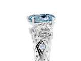 White gold Three-Stone Heart Cut Aquamarine Braided Band Ring with Four-Prong Setting_53