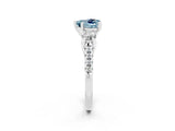 White gold Three-Stone Heart Cut Aquamarine Pavé Band with Four-Prong Setting_2