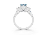 White gold Three-Stone Heart Cut Aquamarine Pavé Band with Four-Prong Setting_3