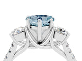 White gold Three-Stone Heart Cut Aquamarine Pavé Band with Four-Prong Setting_4