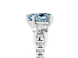 White gold Three-Stone Heart Cut Aquamarine Pavé Band with Four-Prong Setting_5