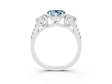 White gold Three-Stone Heart Cut Aquamarine Ring with Pavé Band and Prong Setting_15