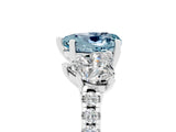 White gold Three-Stone Heart Cut Aquamarine Ring with Pavé Band and Prong Setting_17