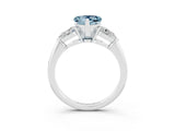 White gold Three-Stone Heart Cut Aquamarine Ring with Pear Side Stones and Four-Prong Setting_3