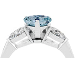 White gold Three-Stone Heart Cut Aquamarine Ring with Pear Side Stones and Four-Prong Setting_4