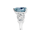 White gold Three-Stone Heart Cut Aquamarine Ring with Pear Side Stones and Four-Prong Setting_5
