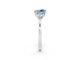 White gold Three-Stone Heart Cut Aquamarine Ring with Pear  Side Stones in Four-Prong Setting_14