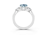 White gold Three-Stone Heart Cut Aquamarine Ring with Pear  Side Stones in Four-Prong Setting_15
