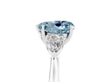 White gold Three-Stone Heart Cut Aquamarine Ring with Pear  Side Stones in Four-Prong Setting_17