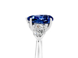 White gold Three-Stone Heart Cut Blue Sapphire Ring with Pear  Side Stones in Four-Prong Setting_17