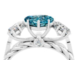 White gold Three-Stone Heart Cut Blue Topaz Braided Band Ring with Four-Prong Setting_48