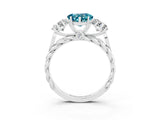 White gold Three-Stone Heart Cut Blue Topaz Braided Band Ring with Four-Prong Setting_51