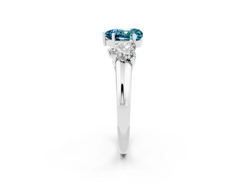 White gold Three-Stone Heart Cut Blue Topaz Engagement Ring with Prong Setting_2