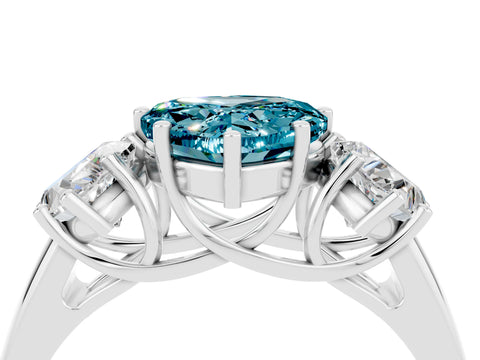White gold Three-Stone Heart Cut Blue Topaz Engagement Ring with Prong Setting_4