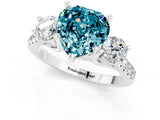 White gold Three-Stone Heart Cut Blue Topaz Pavé Band with Four-Prong Setting_1