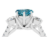 White gold Three-Stone Heart Cut Blue Topaz Pavé Band with Four-Prong Setting_4