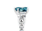 White gold Three-Stone Heart Cut Blue Topaz Pavé Band with Four-Prong Setting_5