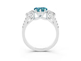 White gold Three-Stone Heart Cut Blue Topaz Ring with Pavé Band and Prong Setting_15