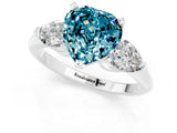 White gold Three-Stone Heart Cut Blue Topaz Ring with Pear Side Stones and Four-Prong Setting_1