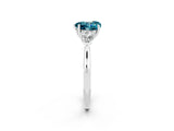 White gold Three-Stone Heart Cut Blue Topaz Ring with Pear  Side Stones in Four-Prong Setting_50