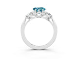 White gold Three-Stone Heart Cut Blue Topaz Ring with Pear  Side Stones in Four-Prong Setting_51