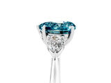 White gold Three-Stone Heart Cut Blue Topaz Ring with Pear  Side Stones in Four-Prong Setting_53