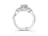 White gold Three-Stone Heart Cut Brilliant Diamond Solitaire Ring with Tapered Band and Four-Prong Setting_16