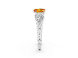 White gold Three-Stone Heart Cut Citrine Braided Band Ring with Four-Prong Setting_47