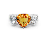 White gold Three-Stone Heart Cut Citrine Braided Band Ring with Four-Prong Setting_48