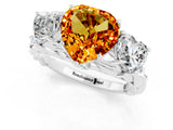 White gold Three-Stone Heart Cut Citrine Braided Band Ring with Four-Prong Setting_49