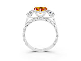 White gold Three-Stone Heart Cut Citrine Braided Band Ring with Four-Prong Setting_51
