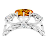 White gold Three-Stone Heart Cut Citrine Braided Band Ring with Four-Prong Setting_52
