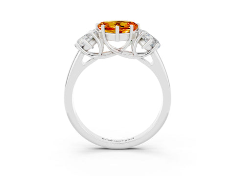 White gold Three-Stone Heart Cut Citrine Engagement Ring with Prong Setting_3