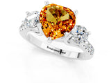 White gold Three-Stone Heart Cut Citrine Pavé Band with Four-Prong Setting_1