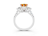 White gold Three-Stone Heart Cut Citrine Pavé Band with Four-Prong Setting_3
