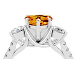 White gold Three-Stone Heart Cut Citrine Pavé Band with Four-Prong Setting_4