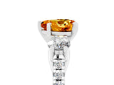 White gold Three-Stone Heart Cut Citrine Pavé Band with Four-Prong Setting_5
