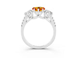 White gold Three-Stone Heart Cut Citrine Ring with Pavé Band and Prong Setting_15