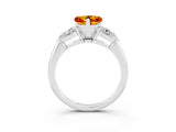 White gold Three-Stone Heart Cut Citrine Ring with Pear Side Stones and Four-Prong Setting_3