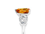 White gold Three-Stone Heart Cut Citrine Ring with Pear Side Stones and Four-Prong Setting_5